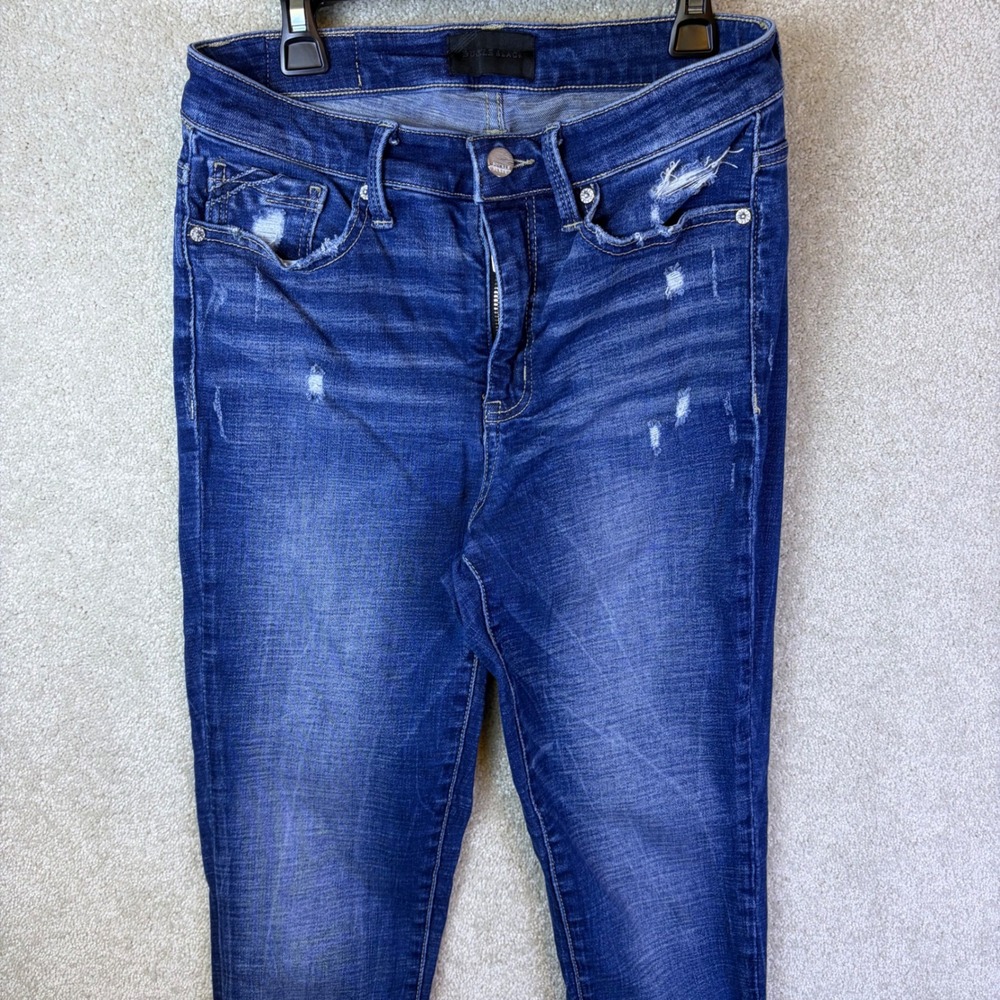 Buckle Black Ankle Skinny Jeans Women 26 Blue Distressed Fit No 75 Frayed Hem